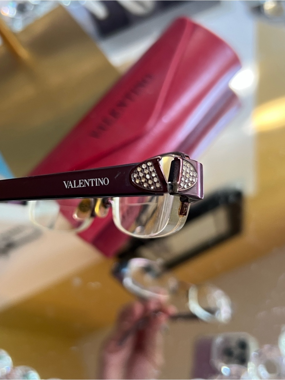 Valentino prescription glases with Red Leather Eyeglass Case - Picture 13 of 14
